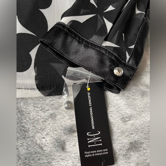 INC International Concepts 2-piece Blouse with Cami in Black and White - Picture 4 of 8